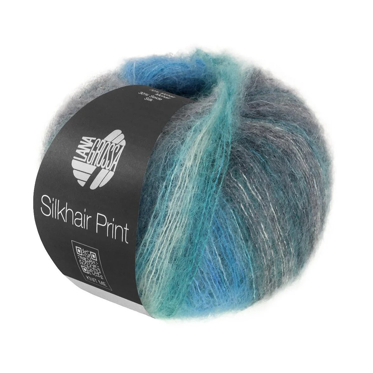 Lana Grossa - Silkhair Print 25g 0437 anthrazit türkisblau petrol weißgrün