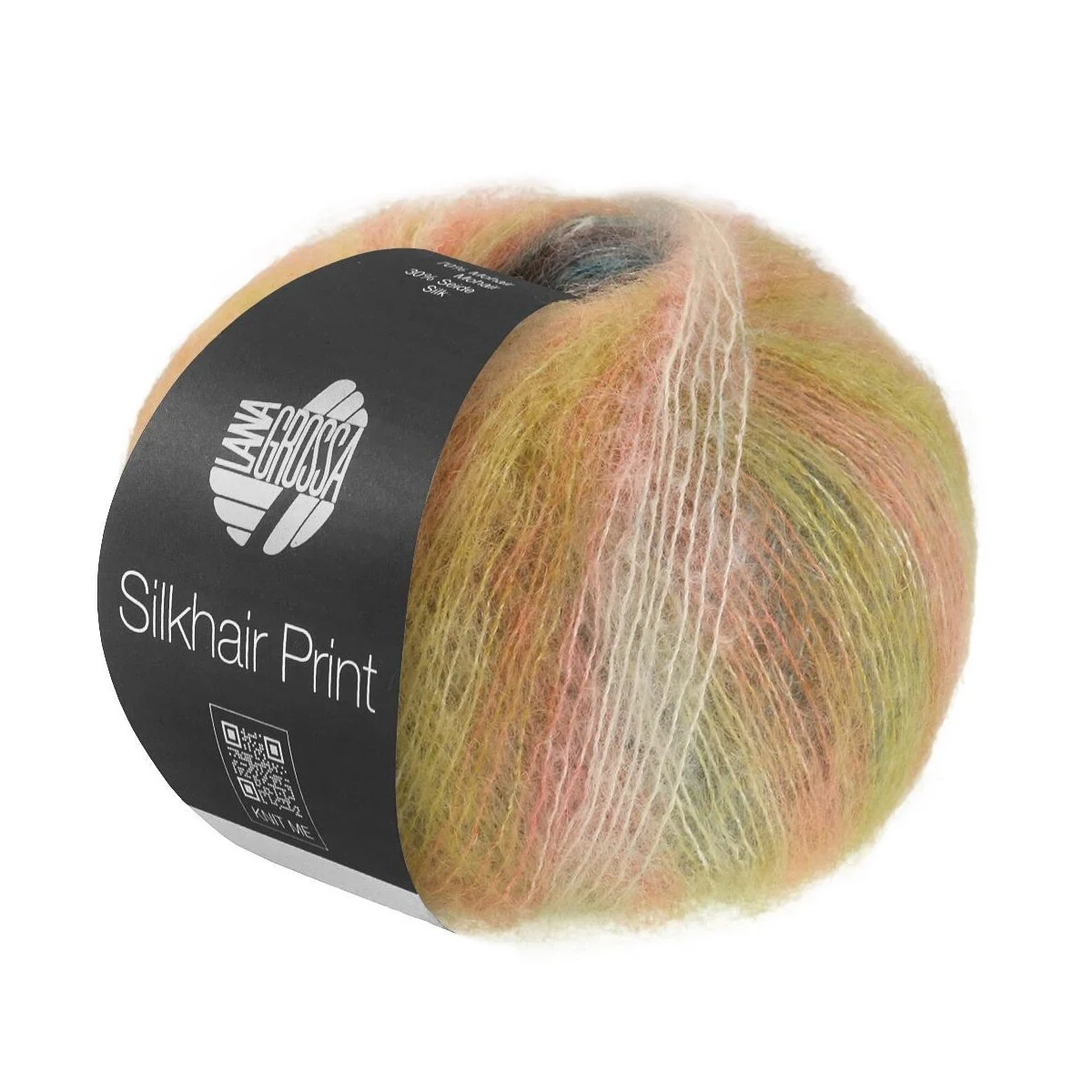 Lana Grossa - Silkhair Print 25g 0440 vanille creme orange türkis senfgelb