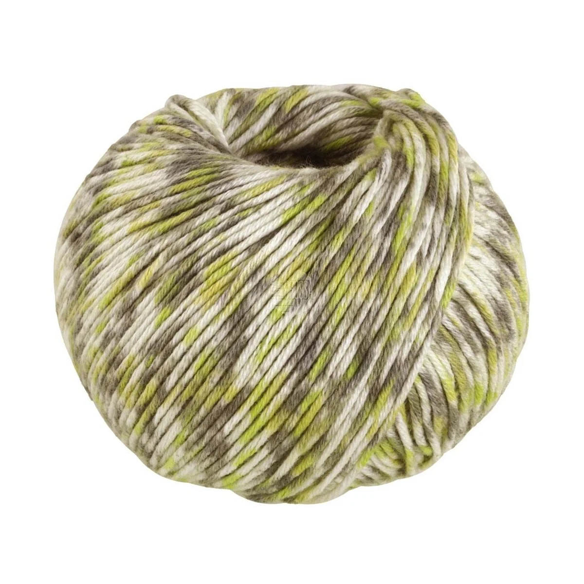 Lana Grossa - Soft Cotton Print 0124 ecru zartgrün khaki