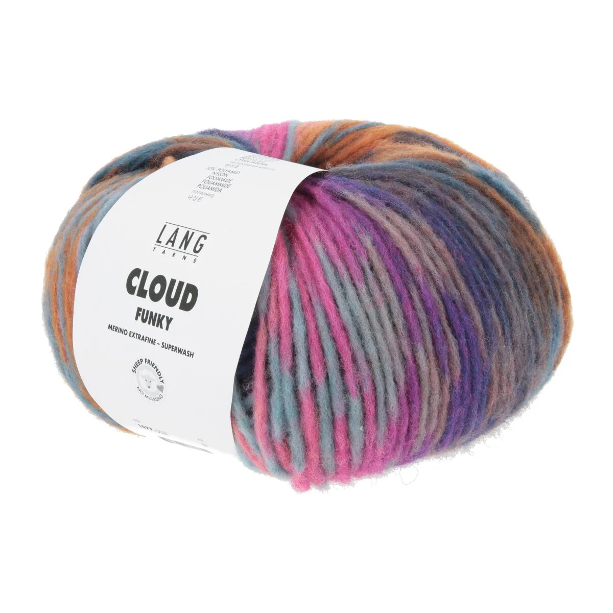 Lang Yarns - Cloud Funky 0025 hot pink ozean orange petrol