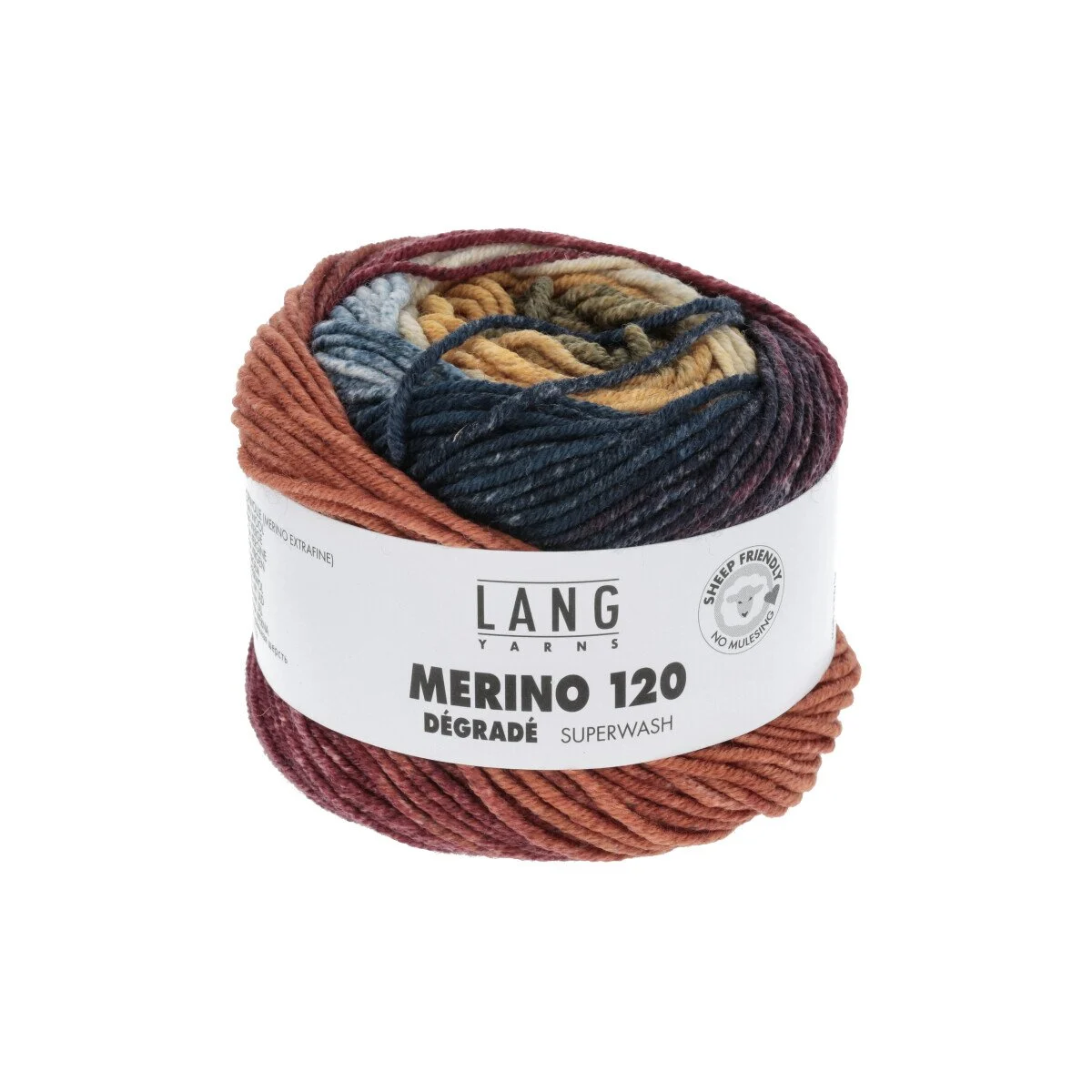 Lang Yarns - Merino 120 Degrade 0009 blau orange ziegel