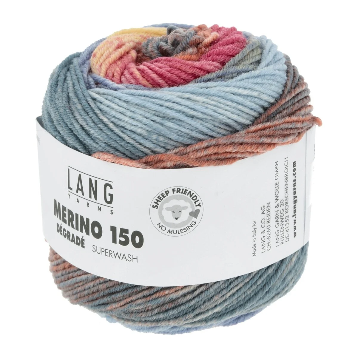 Lang Yarns - Merino 150 Dégradé 0010 hellblau gelb orange