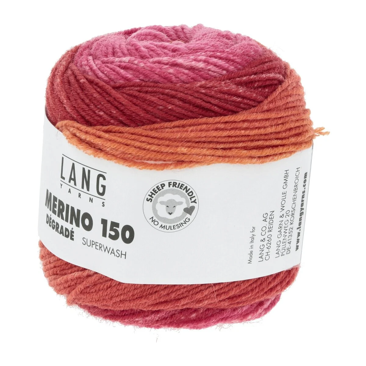 Lang Yarns - Merino 150 Dégradé 0015 rosa orange rot
