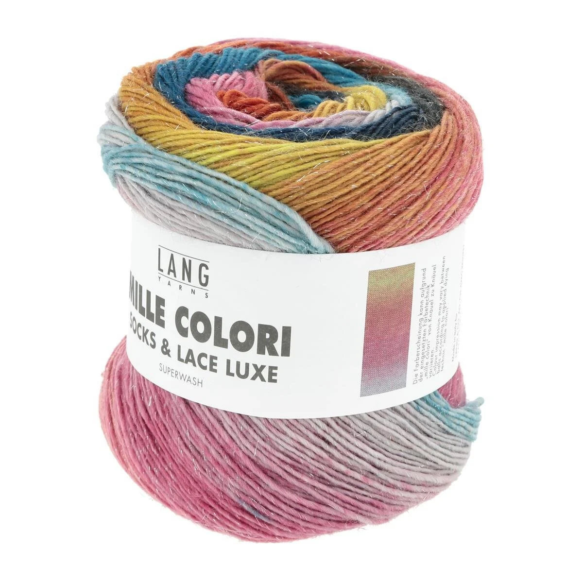 Lang Yarns - Mille Colori Socks & Lace Luxe 0212 türkis pink gelb