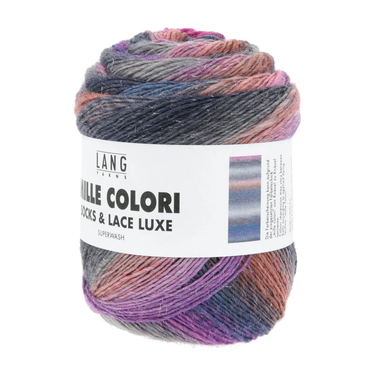 Lang Yarns - Mille Colori Socks & Lace Luxe 0218 violett grau zyklame