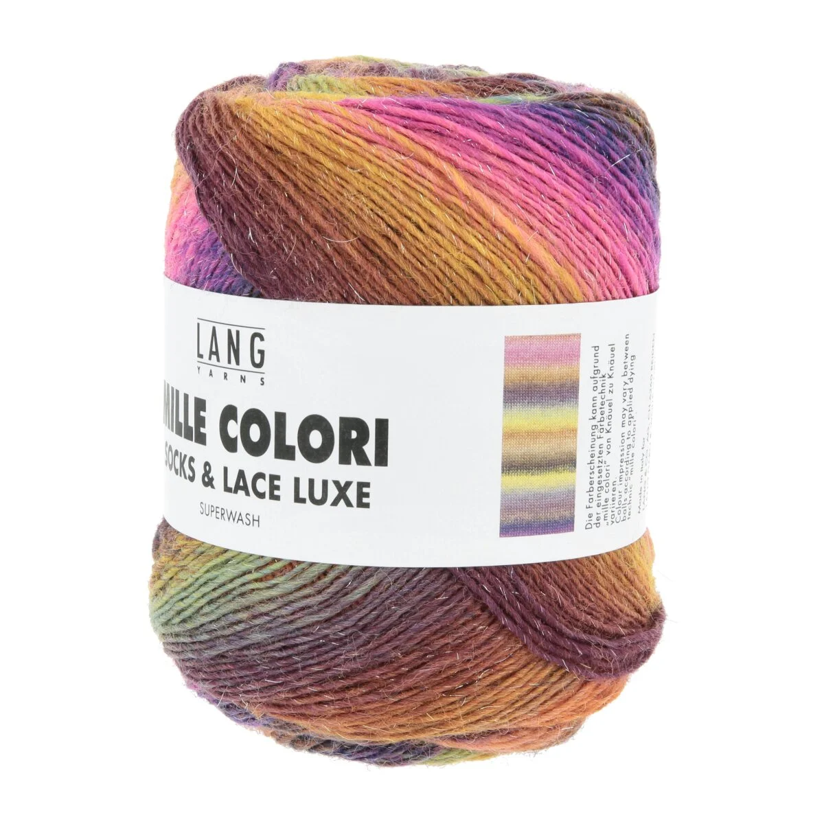 Lang Yarns - Mille Colori Socks & Lace Luxe 0220 hot pink goldgelb braun