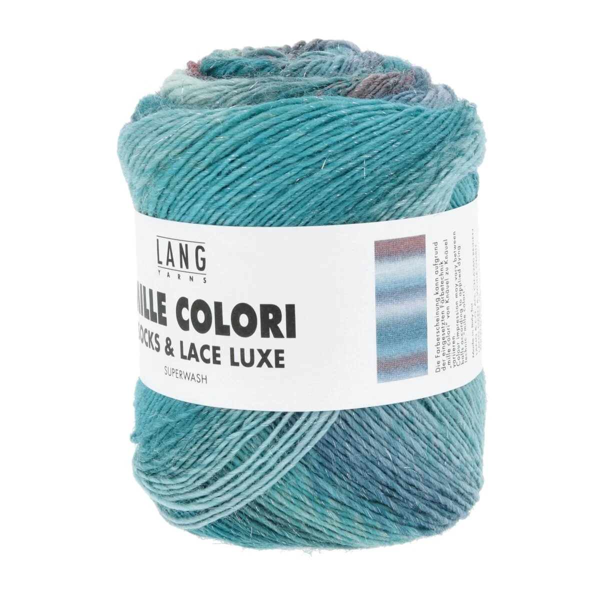 Lang Yarns - Mille Colori Socks & Lace Luxe 0221 petrol helltürkis smaragd