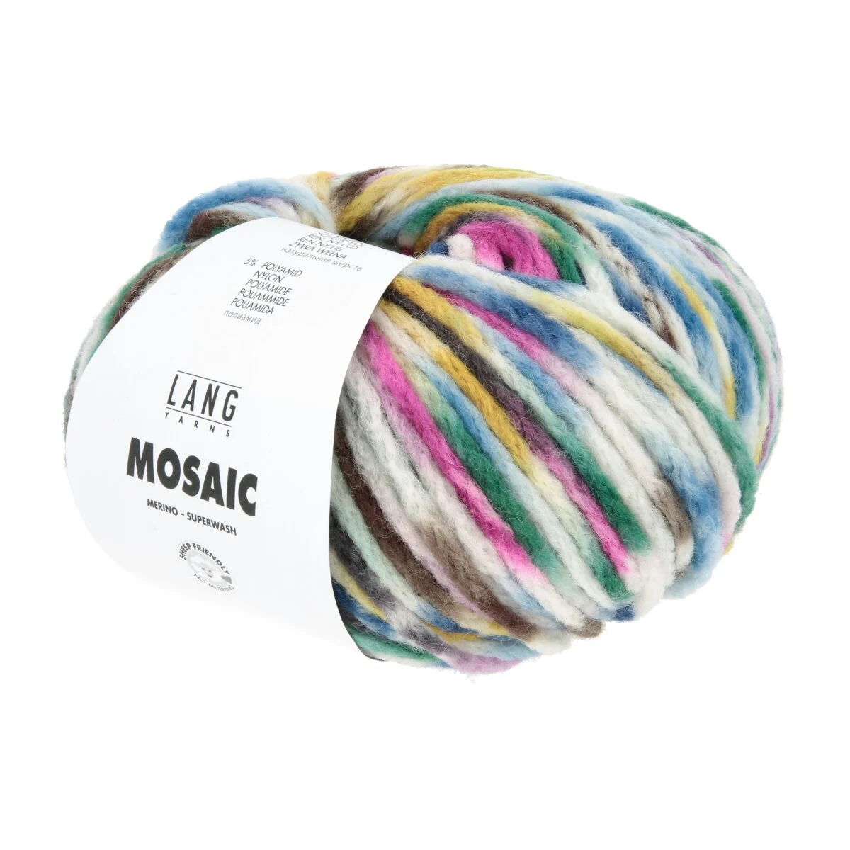 Lang Yarns - Mosaic 0008 smaragd hot pink blau mais