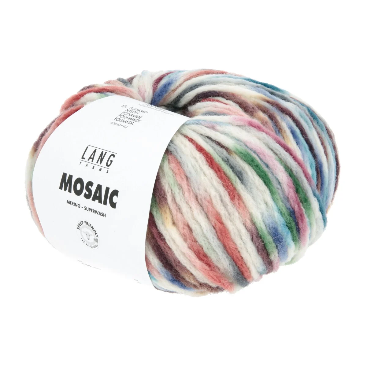 Lang Yarns - Mosaic 0010 türkis rot grün mauve