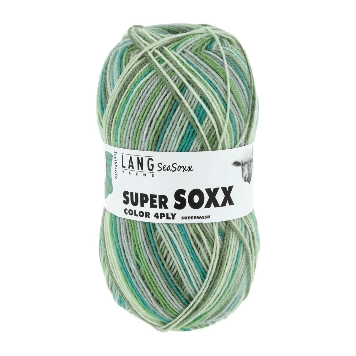 Lang Yarns - Super Soxx Color 4-fach 0413 türkis grün gelb