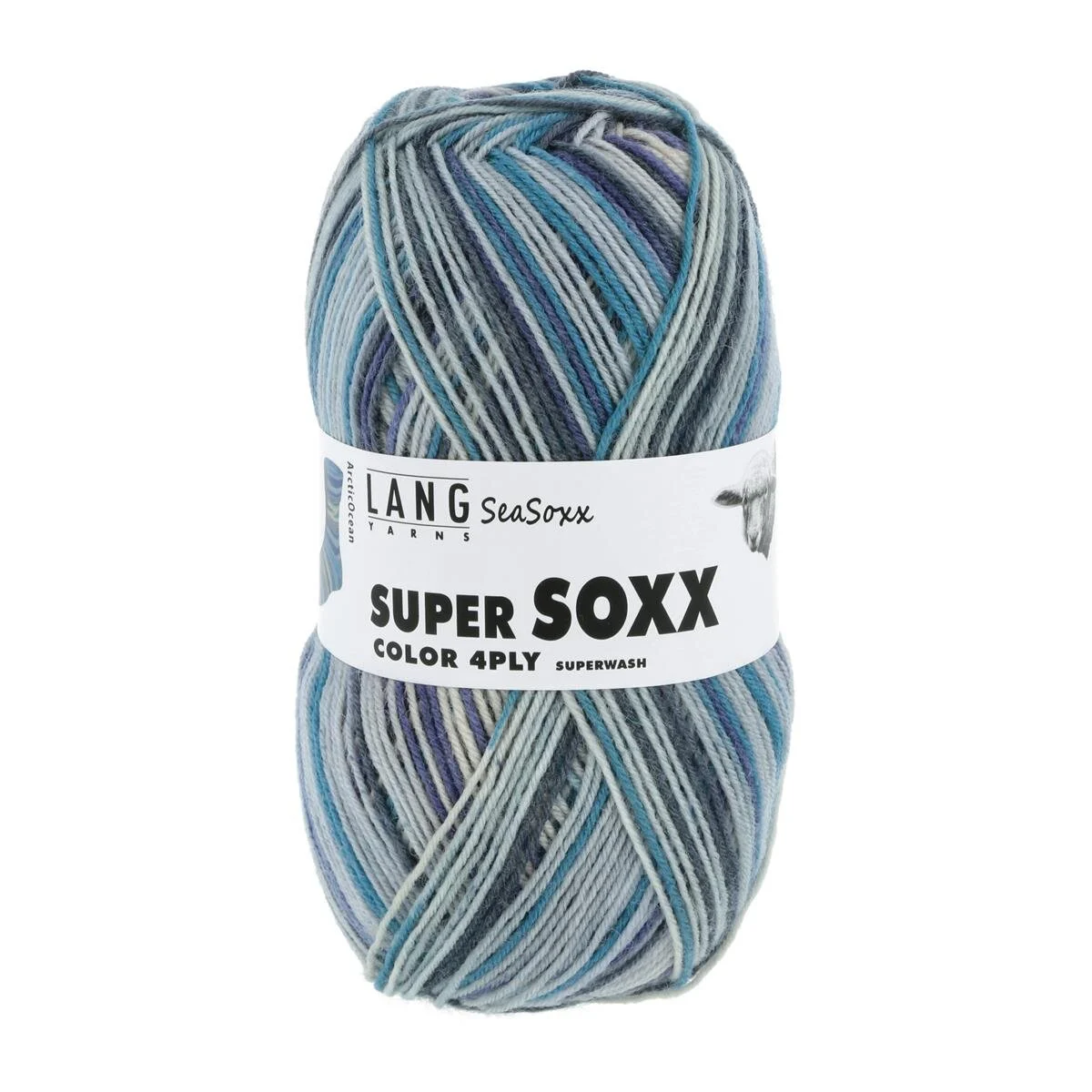 Lang Yarns - Super Soxx Color 4-fach 0415 grau violett türkis