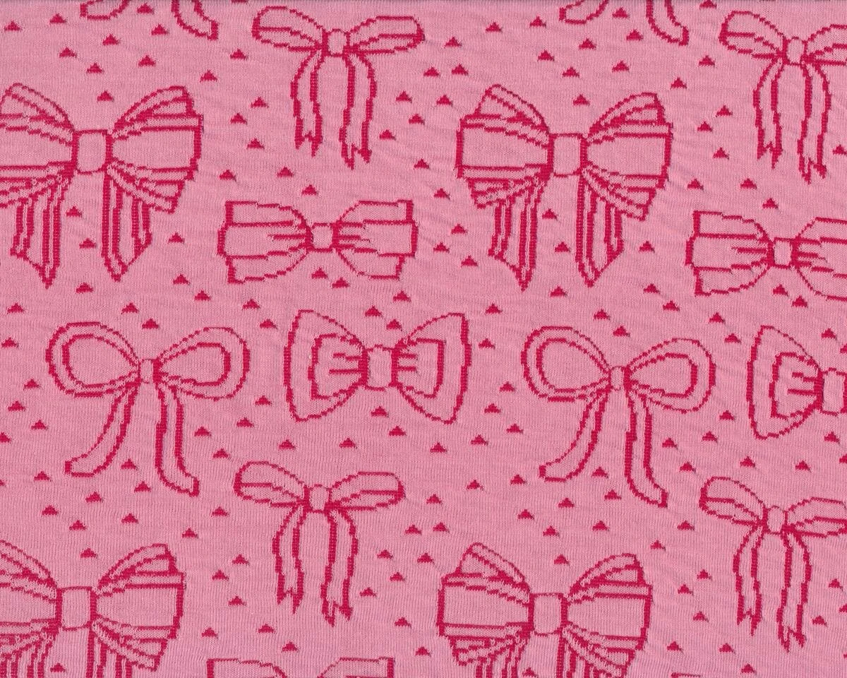 Leichter Bio-Jacquard-Strick BOW PARADE, Schleifen, rosa-rot