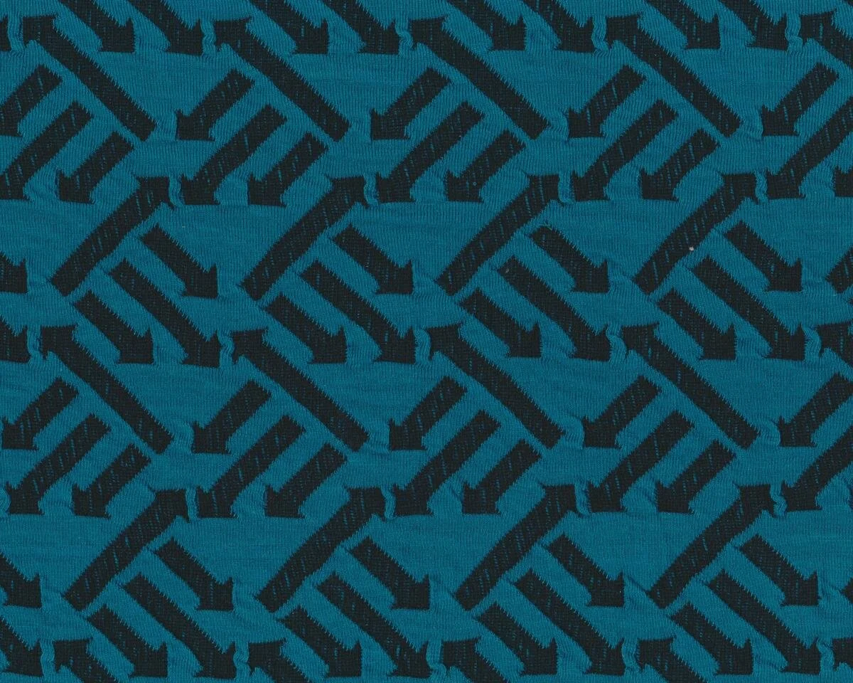 Leichter Bio-Jacquard-Strick RIGHT DIRECTION, Pfeile, petrol-schwarz