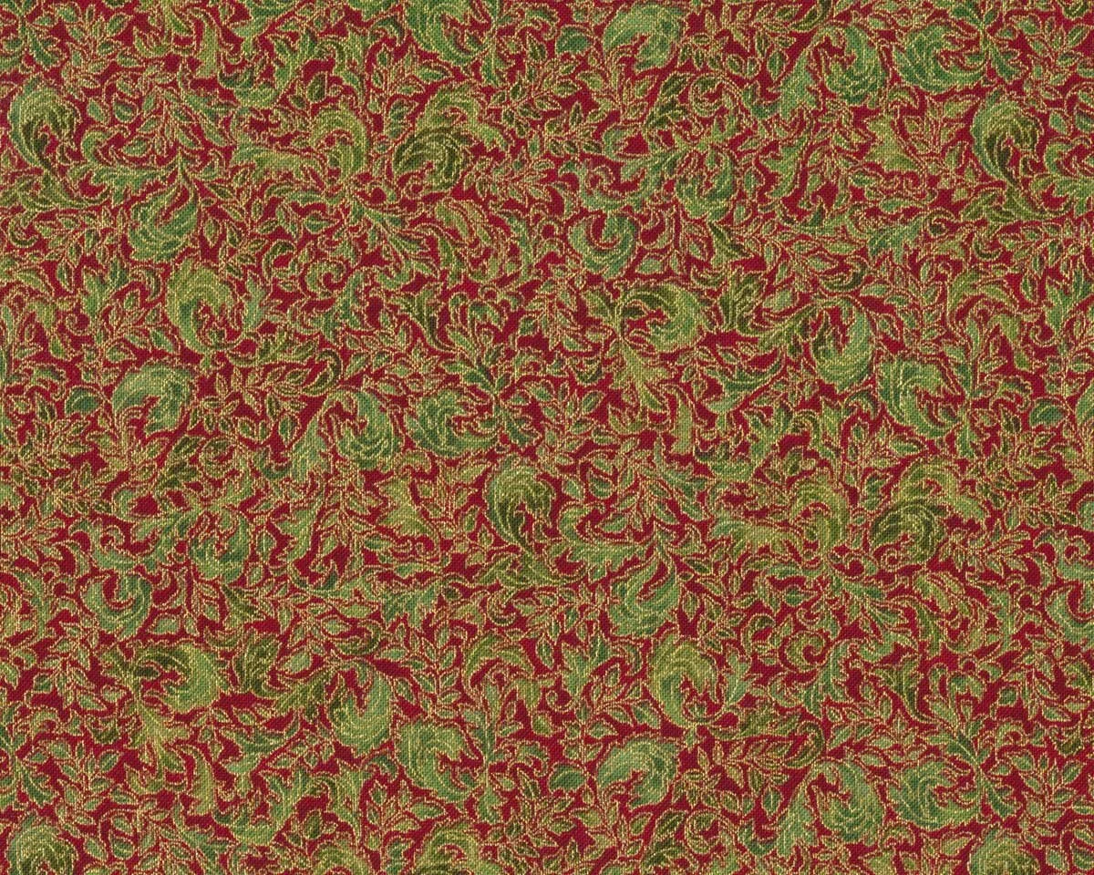Metallic-Patchworkstoff FUSIONS REGENT, Blattranken, dunkelrot-gold, Robert Kaufman