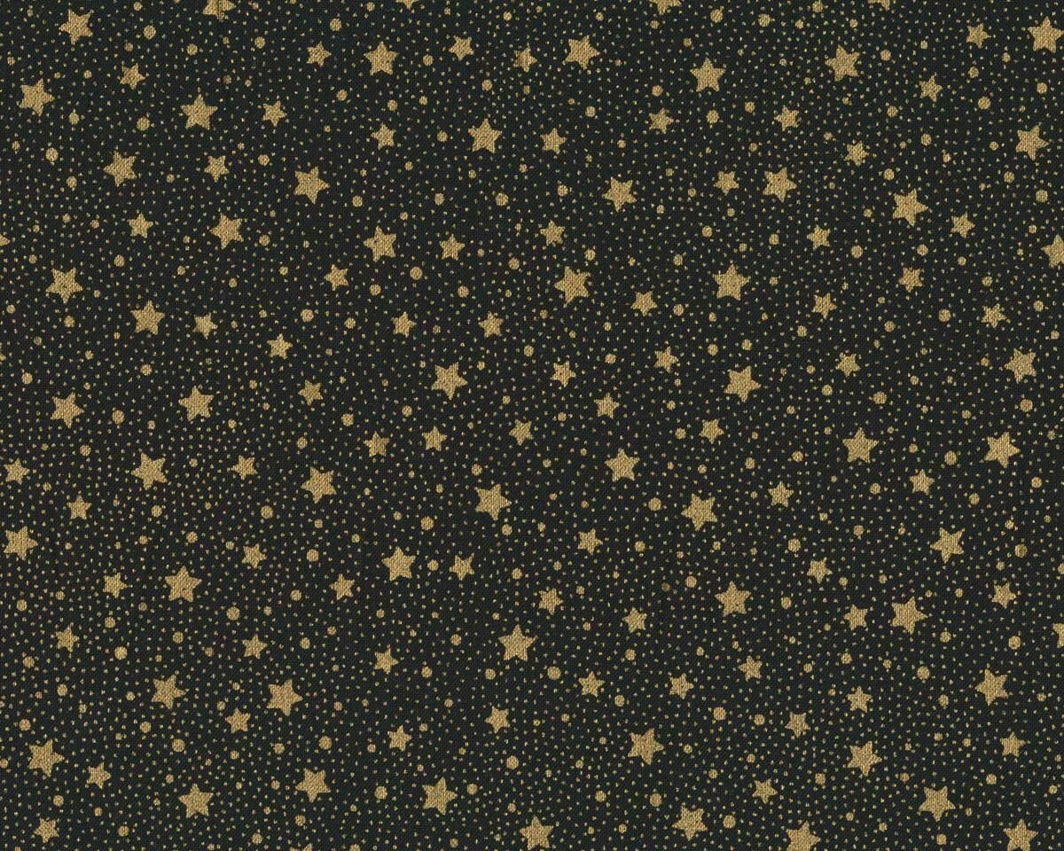 Metallic-Patchworkstoff HOLIDAY FLOURISH, Sterne, schwarz-gold, Robert Kaufman