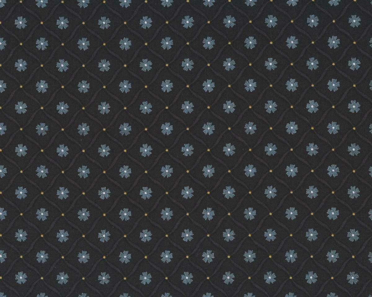 Metallic-Patchworkstoff JUBILEE, Blumenraster, schwarz