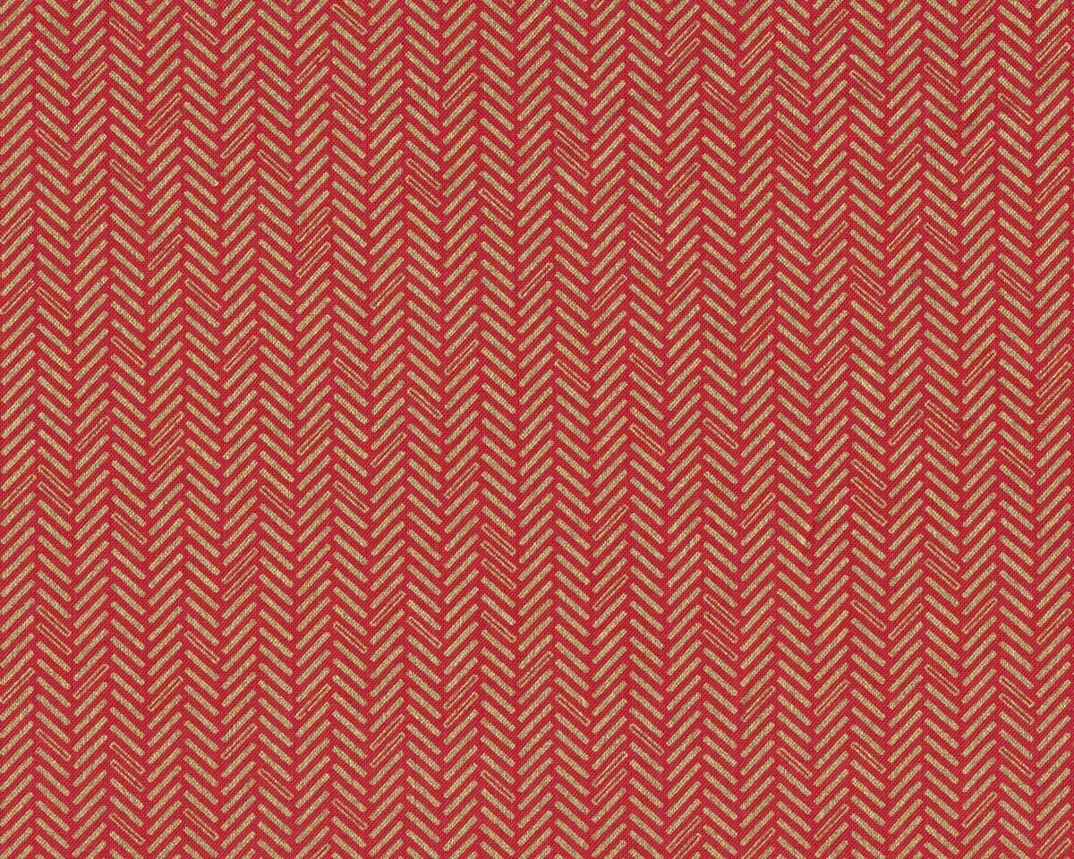 Metallic-Patchworkstoff JUBILEE, Fischgrat-Streifen, rot-gold