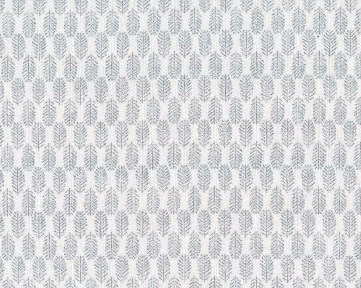 Metallic-Patchworkstoff MAGIC CHRISTMAS, Blätter, weiß-silber metallic