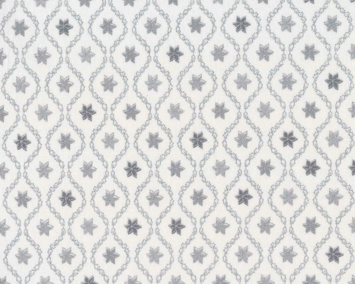 Metallic-Patchworkstoff MAGIC CHRISTMAS, Blüten-Medaillons, weiß-silber metallic