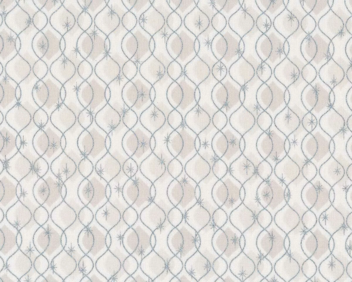 Metallic-Patchworkstoff MAGIC CHRISTMAS, Oval-Ketten, weiß-silber metallic