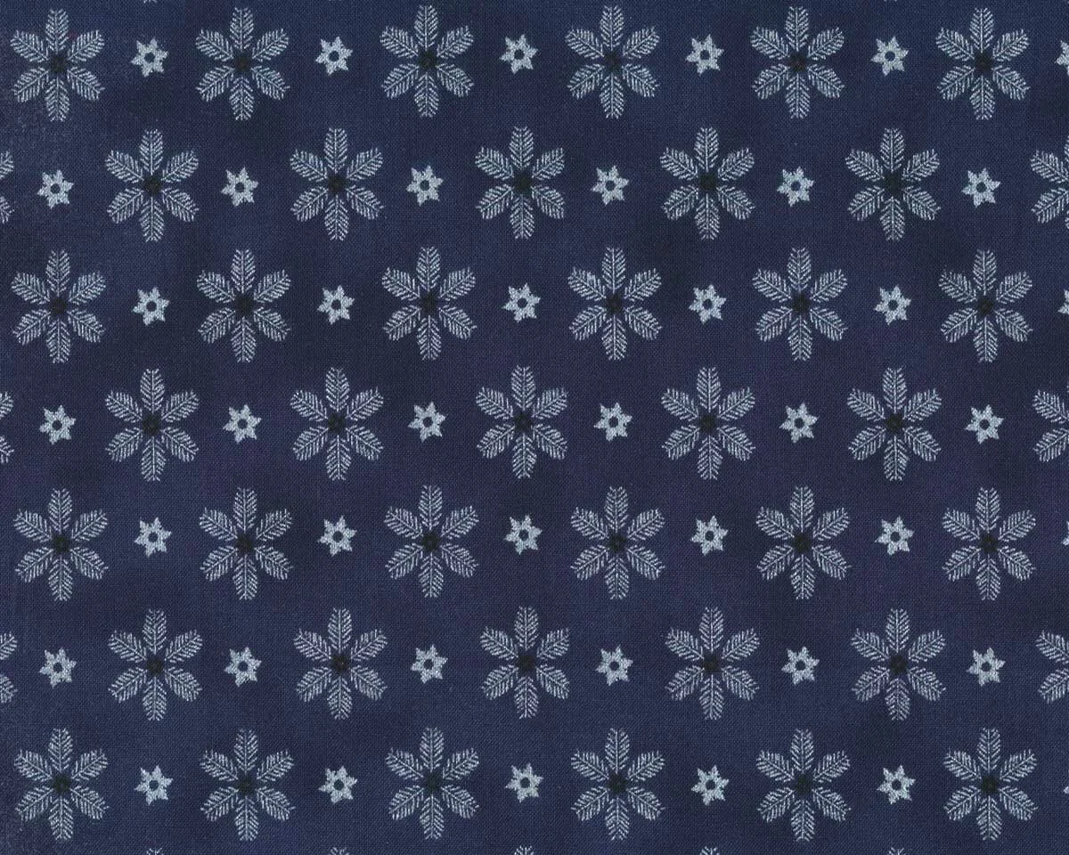 Metallic-Patchworkstoff MAGIC CHRISTMAS, Schneesterne, dunkelblau-silber metallic