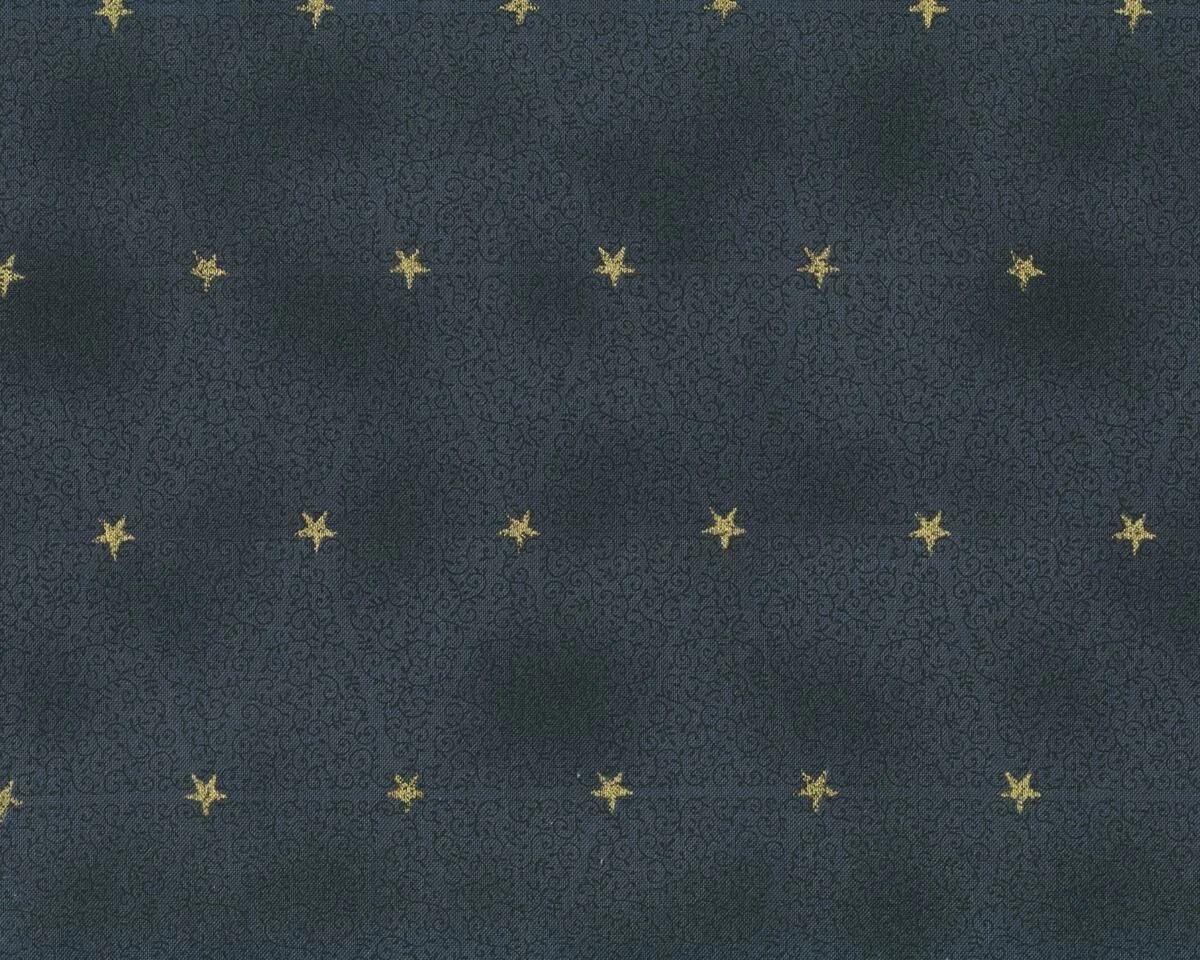 Metallic-Patchworkstoff MAGICAL MOMENTS, Ranken-Tannen, dunkelgrau-gold metallic
