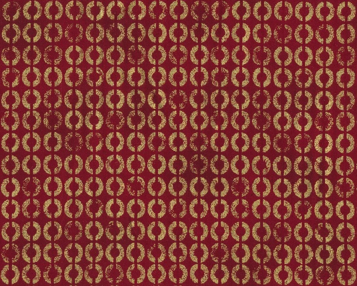 Metallic-Patchworkstoff MAGICAL MOMENTS, Ringe, dunkelrot-gold metallic