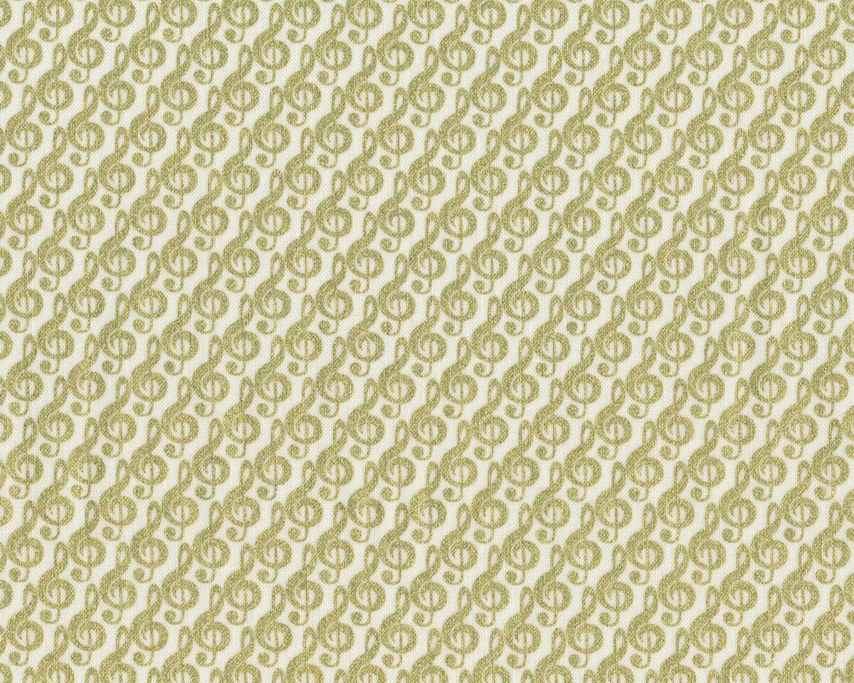 Metallic-Patchworkstoff NIGHT AT THE OPERA, Notenschlüssel, creme-gold metallic