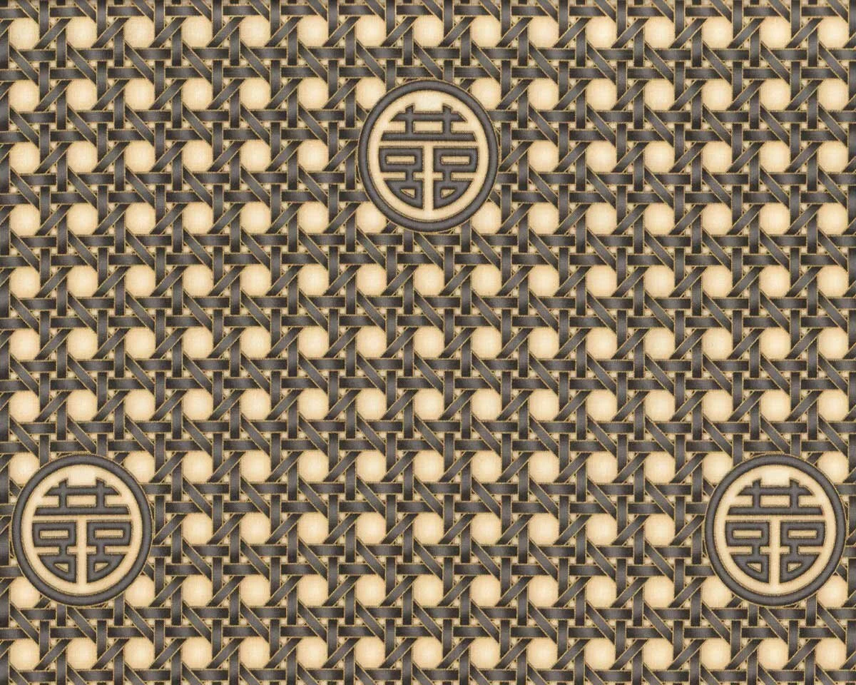 Metallic-Patchworkstoff SUMMER PALACE, Flechtmuster, creme-grau, Leesa Chandler