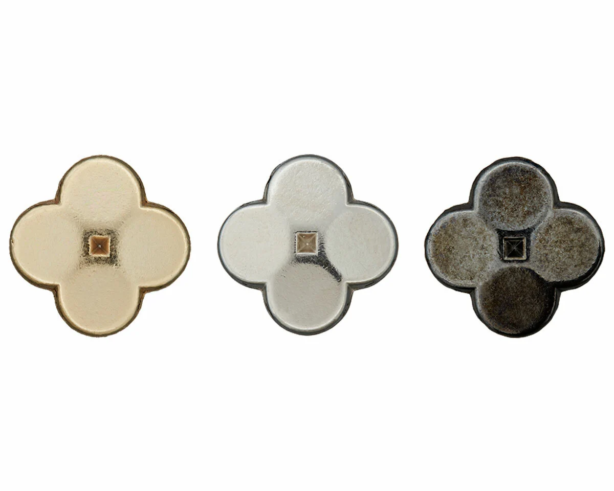 Metallknopf KLEEBLATT, gold, silber und stahl, Union Knopf