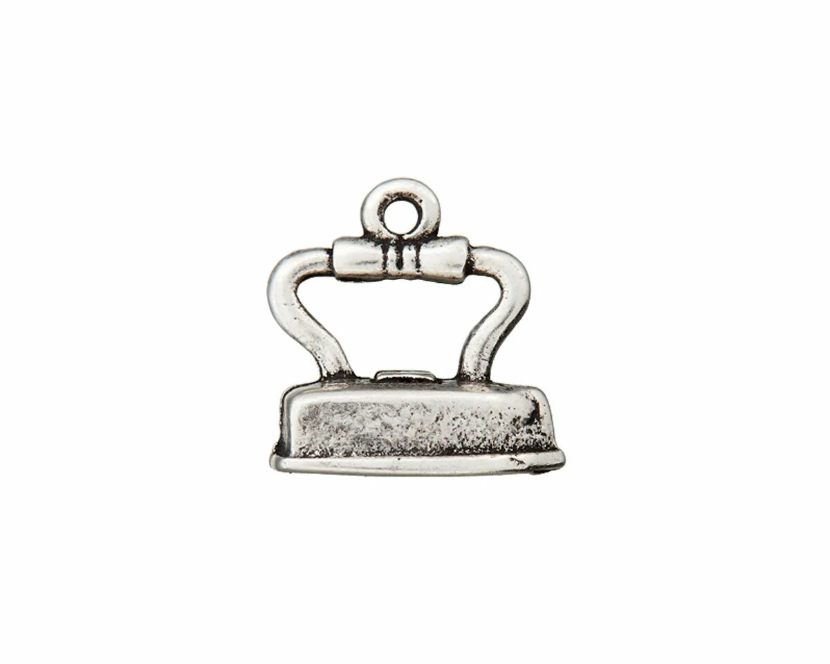 Metallzierteil BÜGELEISEN, Anhänger in altsilber, Union Knopf
