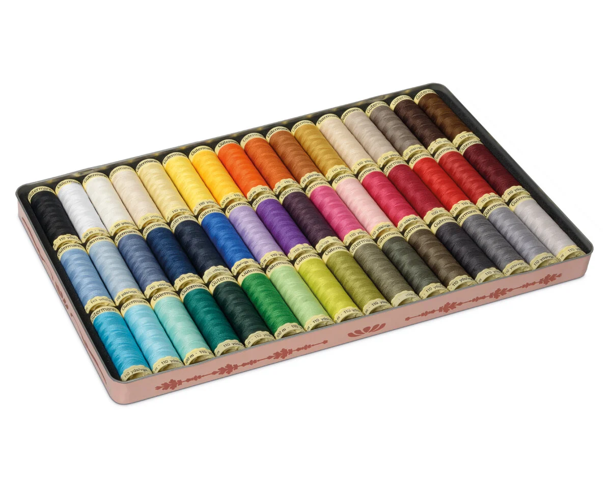 Nostalgie-Blechdose Nähfaden Allesnäher, 48 Farben, Gütermann
