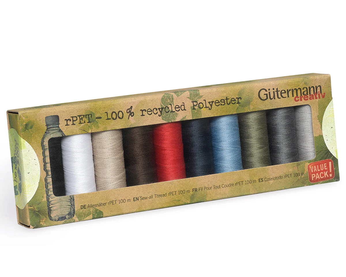 Öko-Nähfaden-Set Allesnäher rPET, 10 Garne, klassische Farben, Gütermann