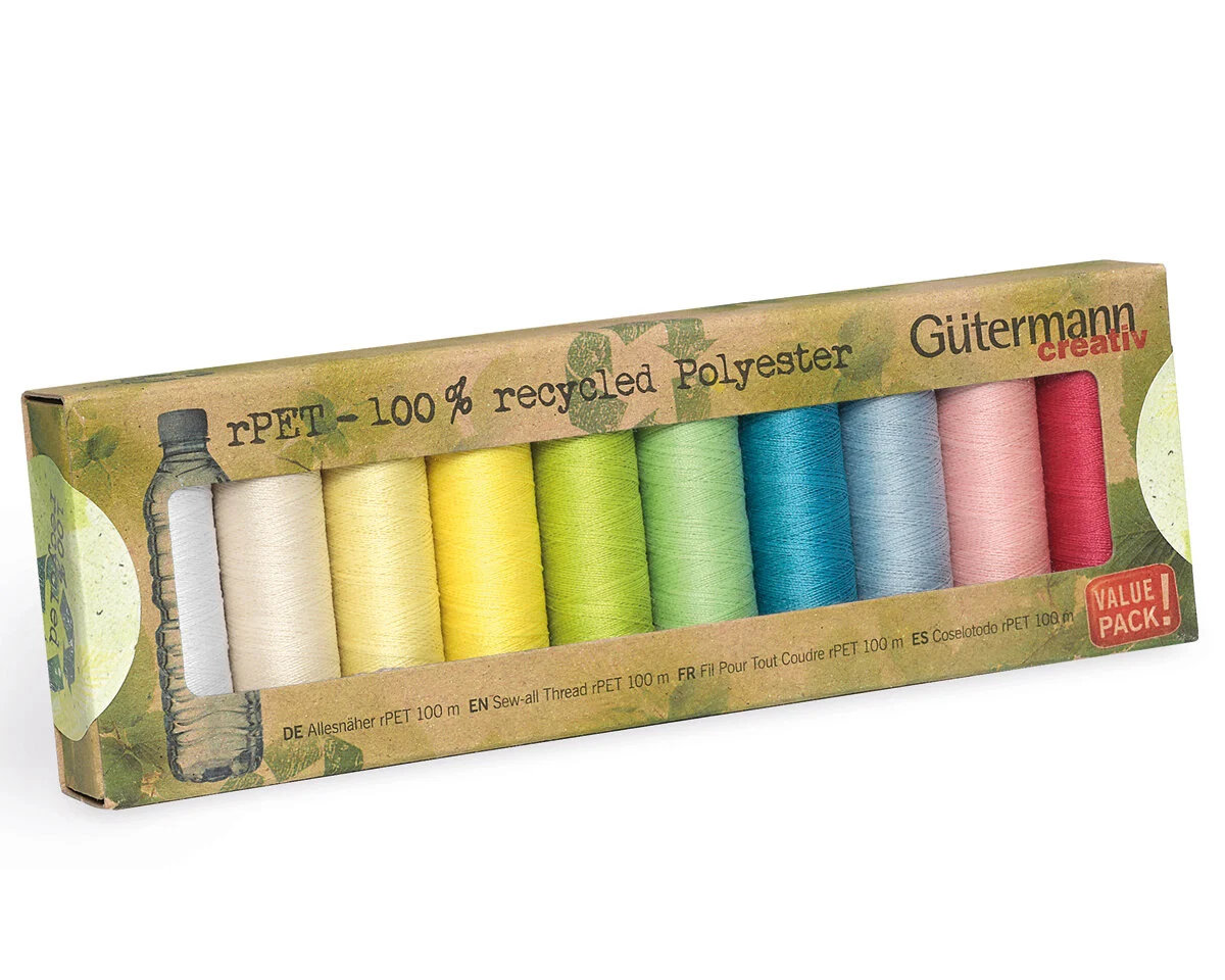 Öko-Nähfaden-Set Allesnäher rPET, 10 Garne, Pastellfarben, Gütermann