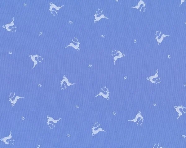Öko-Tex Trachten-Baumwollstoff PRIMA, kleine Hirsche, hellblau-weiß