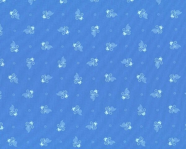 Öko-Tex Trachten-Baumwollstoff PRIMA, kleine Ornament-Blüten, hellblau-weiß