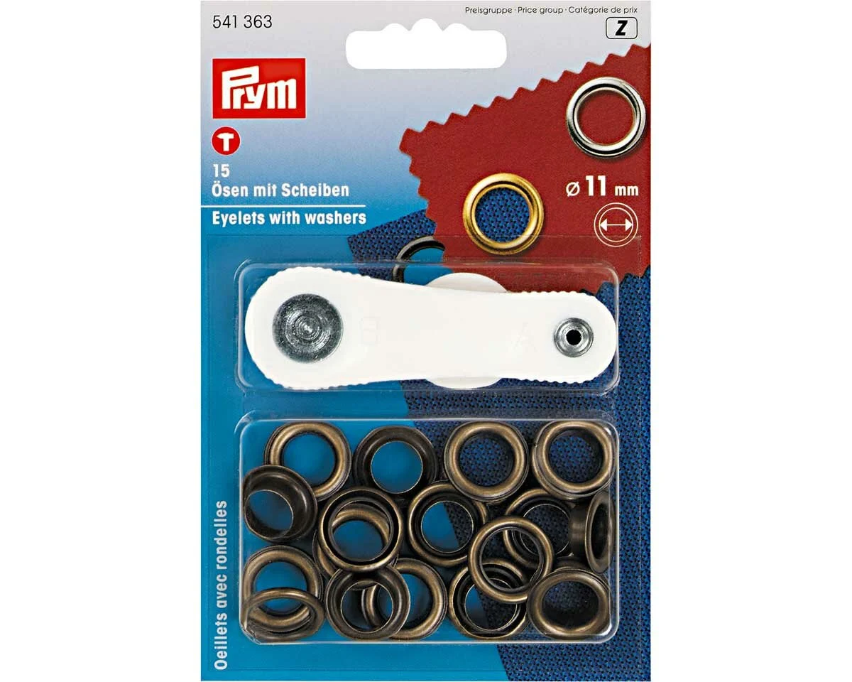 Ösen mit Scheiben, altmessing, Prym