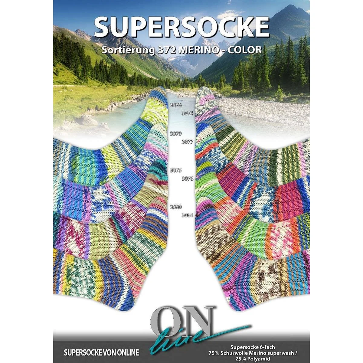 ONline - Supersocke 6-fach Sort. 372 Merino Color
