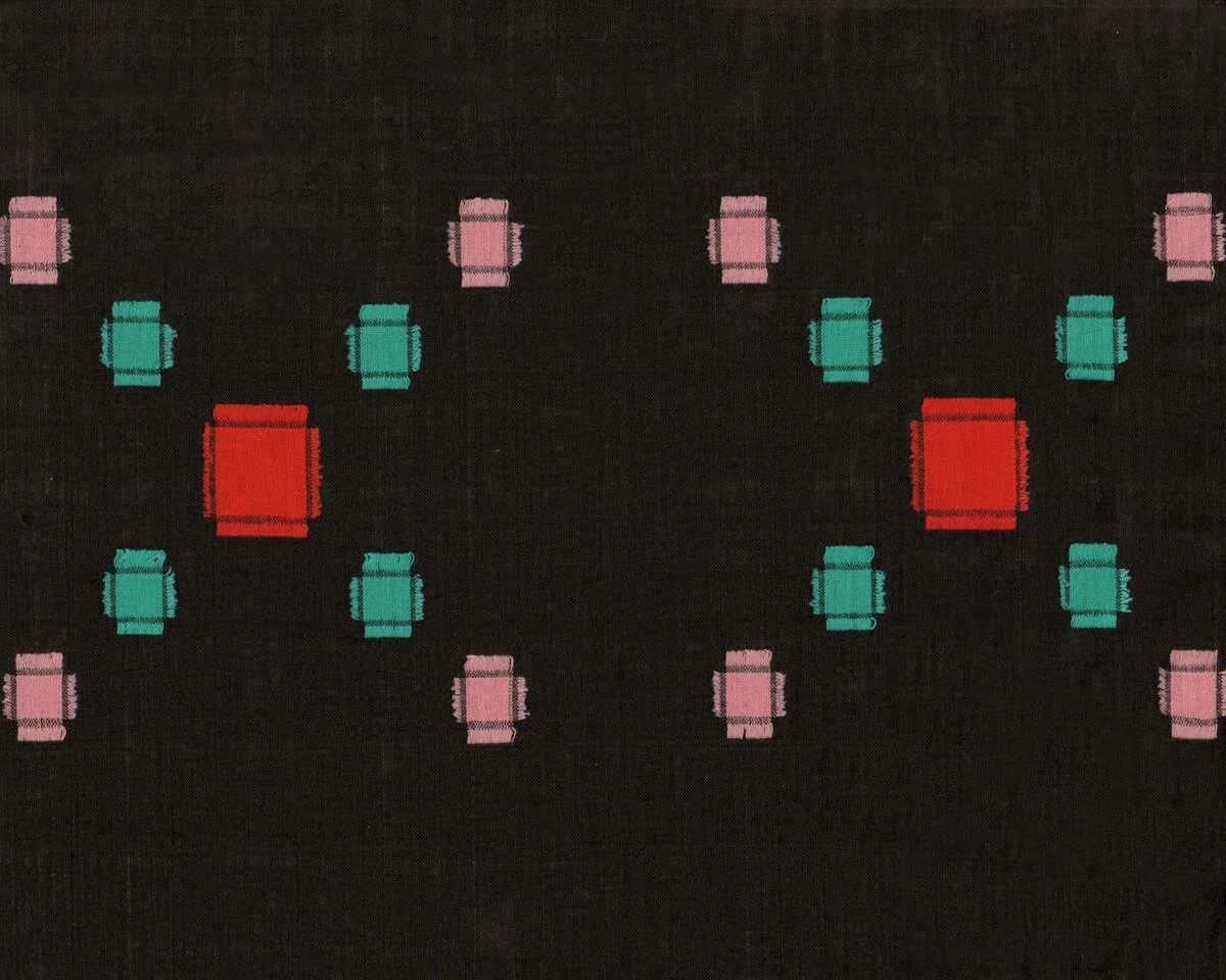 Pacthwork-Webstoff LOOMINOUS II, Web-Quadrate, schwarz-petrol