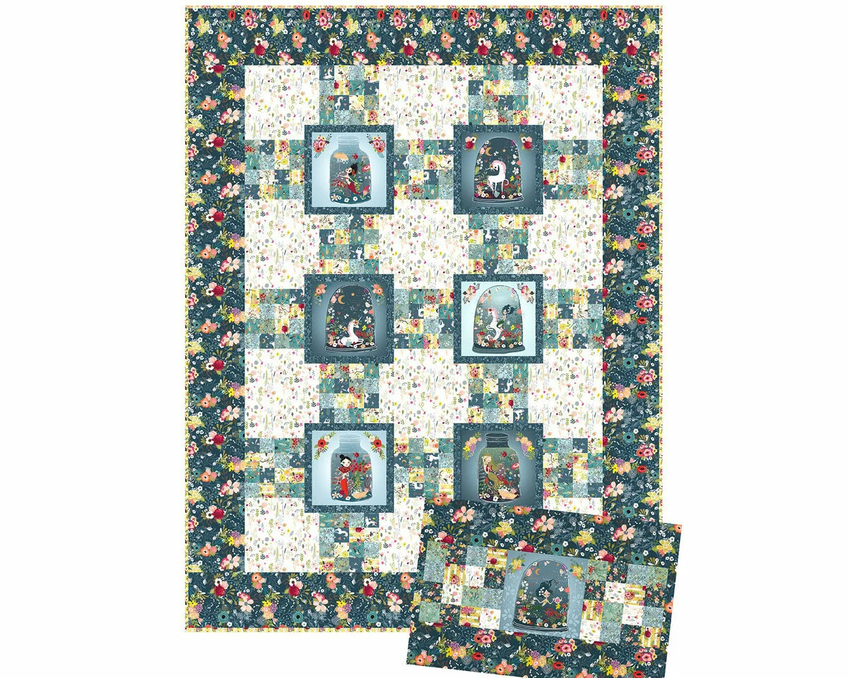 Patchwork-Anleitung MERMAIDS AND UNICORNS, Quilt und Kissenhülle