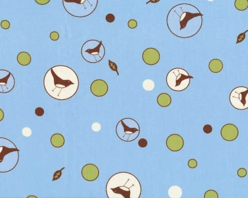 Patchworkserie "Chirp!" mit Vogelkreisen, kräftiges hellblau