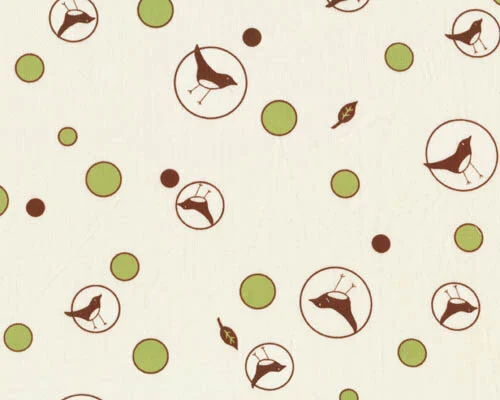Patchworkserie "Chirp!" mit Vogelkreisen, wollweiß