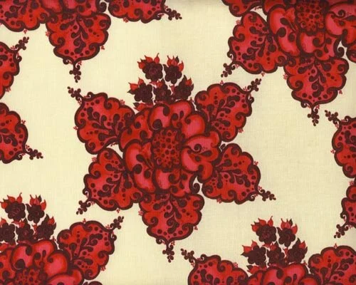 Patchworkserie "Cloes Imagination" mit großen Blüten, eierschale-rot