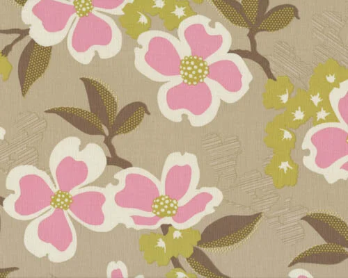 Patchworkserie "Modern Meadow" mit abstrakten Blüten, beige