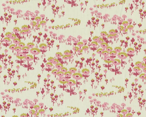 Patchworkserie "Modern Meadow" mit gruppierten Streublümchen, helles lindgrün-gedecktes rosa