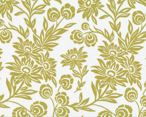 Patchworkserie "Modern Meadow" mit Skizzenblumen, gedecktes hellgrün