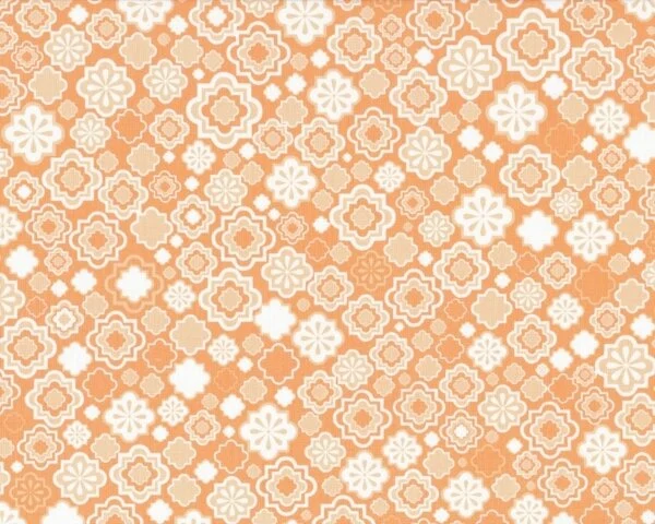 Patchworkserie "Wild World" mit Sternen-Blumen, orange-weiß