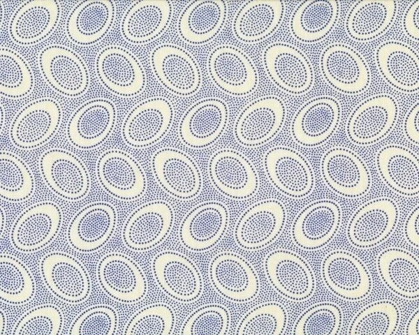 Patchworkstoff "Aboriginal Dot" mit Punkte-Ovalen, cremé-taubenblau
