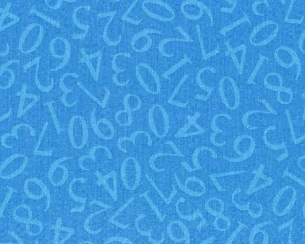 Patchworkstoff ALPHABET SOUP, Zahlen, mittelblau-himmelblau