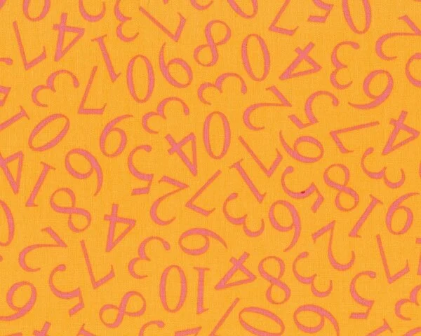 Patchworkstoff ALPHABET SOUP, Zahlen, orange-rosa